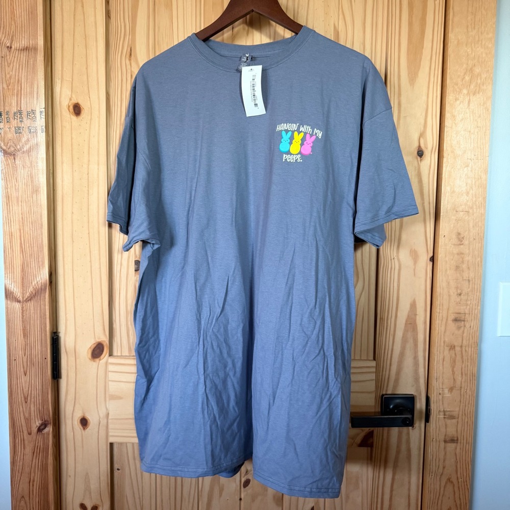 Simply Southern Peeps Easter T-Shirt XXL Denim Blue Hangin With My Peeps Bunny